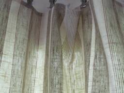"striped Linen Kitchen Curtain Or Table Topper H27""x W51" - thumbnail 1