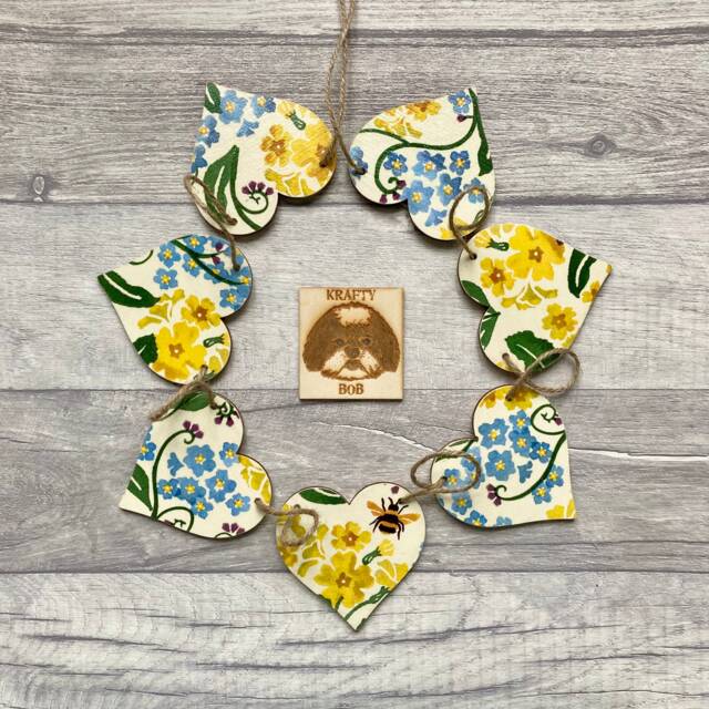 Emma Bridgewater Forget Me Not Bunting, Wooden Bee Garland For Gardener, Floral Wall Decor - image 1