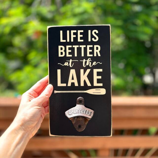 Life Is Better At The Lake House Decor Wall Mount Bottle Opener Sign Gift Cabin - image 1
