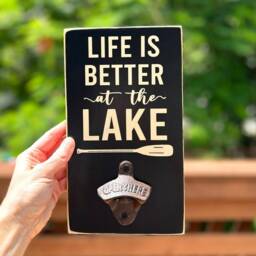 Life Is Better At The Lake House Decor Wall Mount Bottle Opener Sign Gift Cabin - thumbnail 2