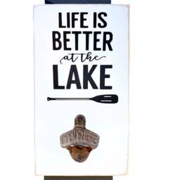 Life Is Better At The Lake House Decor Wall Mount Bottle Opener Sign Gift Cabin - thumbnail 3