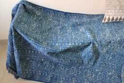 Handwoven Indigo Cotton Rug Indian Block Print, 3x5 Ft - thumbnail 1