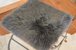 Seat Cover/Pad Made Out Of Natural Lambskin Sheepskin Colour Anthracite 42cm X