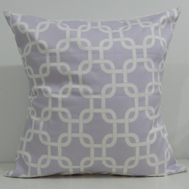 New 18x18 Inch Designer Handmade Pillow Cases. Lavender & White Link Pattern