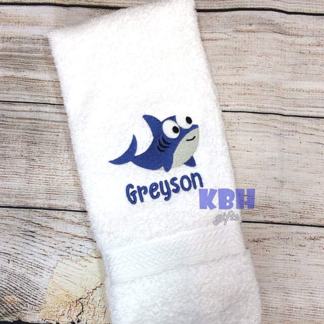 Personalized Whale Or Shark Hand Towel - image 1