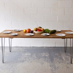 Reclaimed Wood Dining Table Industrial Hairpin Legs, Handmade in UK - thumbnail 2