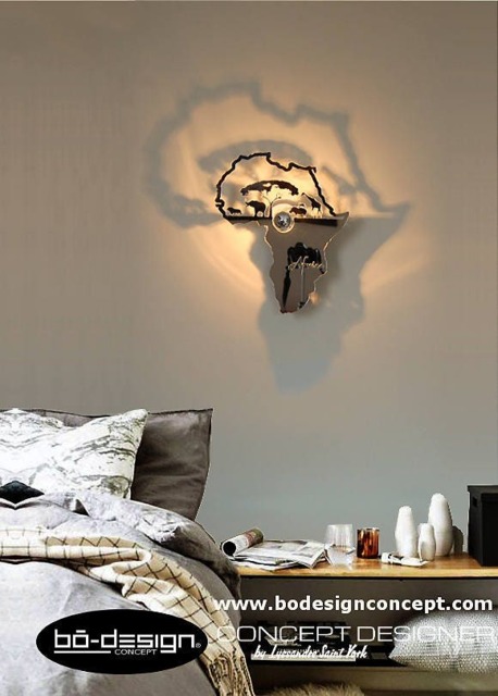 African D??coration, Lighting Wall, Africa, 35 cm, Led, 110 V, Lighting Designer, Ethnic Lighting, D??co Wall African, Elephant D??co, African Map - image 1