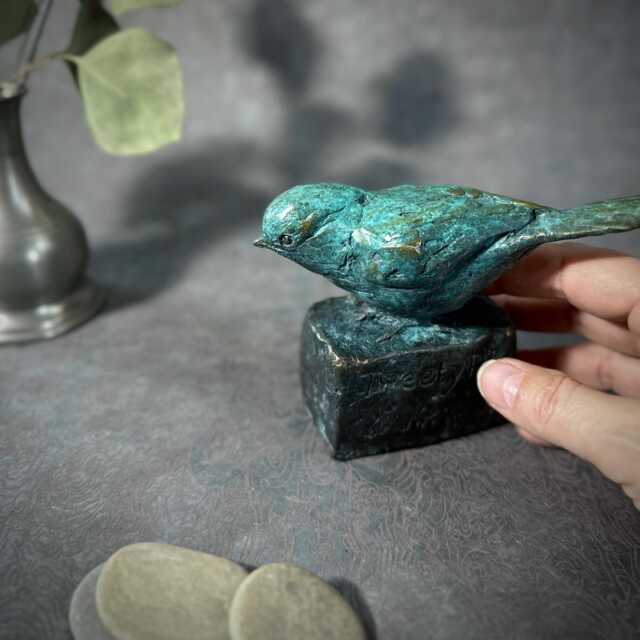 Tweetypie, Hand Cast Bronze Chickadee Sculpture Original Bird Lover Gift By Kindrie Grove - image 1