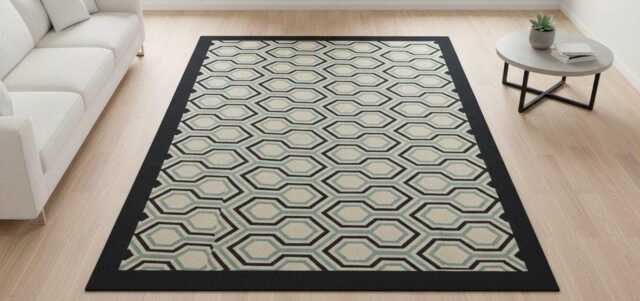 Handwoven Wool Kilim Rug Modern Turkish Runner, Black & Green Geometric Design - image 1