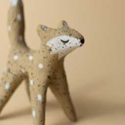 Handmade Ceramic Wolf Ring Holder Beige Stoneware Clay Decor - thumbnail 2