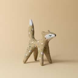 Handmade Ceramic Wolf Ring Holder Beige Stoneware Clay Decor - thumbnail 1