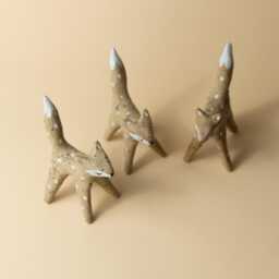 Handmade Ceramic Wolf Ring Holder Beige Stoneware Clay Decor - thumbnail 4