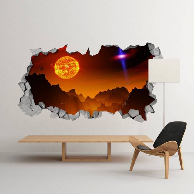 Alien Sun Wall Decor - 3D Wallpaper Wall Decals Printed Art Sticker Decal Sku As3Dw - image 1