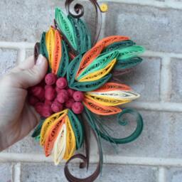 Cranberry Paper Quilled Wall Hanging Autumn Nature Art - thumbnail 3