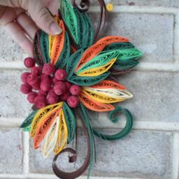 Cranberry Paper Quilled Wall Hanging Autumn Nature Art - thumbnail 2