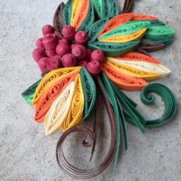 Cranberry Paper Quilled Wall Hanging Autumn Nature Art - thumbnail 4