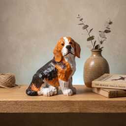 Hand Carved Wooden Beagle Figurine, Rustic Dog Lover Decor, Wood Sculpture, Pet Memorial Gift, Handmade Statue For Desk Shelf - thumbnail 4