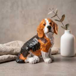 Hand Carved Wooden Beagle Figurine, Rustic Dog Lover Decor, Wood Sculpture, Pet Memorial Gift, Handmade Statue For Desk Shelf - thumbnail 2