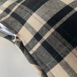 Plaid Wool Throw Pillow - Vintage Virgin Wool, Piped Edge, 18 - thumbnail 3