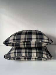 Plaid Wool Throw Pillow - Vintage Virgin Wool, Piped Edge, 18 - thumbnail 1