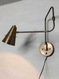 Handmade Brass Swing Arm Wall Sconce - Mid-Century Modern Adjustable Lamp, Antique Patina