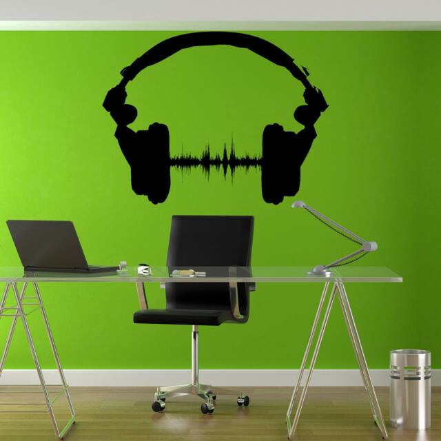 Headphones Dj Full Color Decal, Color Sticker, Wall Art Cn 025