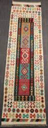 Heritage Tribal Kilim Runner, Handmade Artisan Afghan Turkish Aztec Sheep Wool Runner Rug 301x84 cm - thumbnail 1