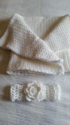 Crochet White Baby Blanket Set, Baptism Or Christening Blanket, Shower, House Warming, Gifts For Her, Him Ready To Ship - thumbnail 1