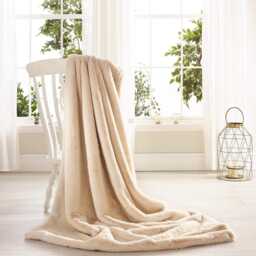 Handmade Cream Faux Fur Throw Blanket - Vegan Suede Backing Frosted Vanilla - thumbnail 4