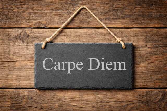 Carpe Diem Hanging Slate Sign - Engraved Motivational Quote Plaque, Inspirational Wall Decor, Rustic Gift, Positive Message - image 1