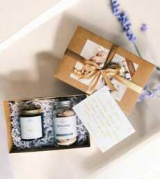 Botanical Spa Gift Box For Women, Aromatherapy Self Care Set, Essential Oil Candle & Bath Salts, Relaxation Wellness Gift, 100% Natural - thumbnail 1
