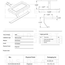 Solid Brass Shelf With Tp Holder, Engraved Floating Double Hooks, Bathroom Toilet Paper Holder - thumbnail 4