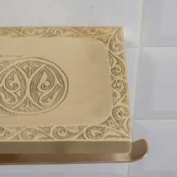 Solid Brass Shelf With Tp Holder, Engraved Floating Double Hooks, Bathroom Toilet Paper Holder - thumbnail 3