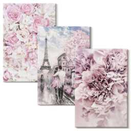 Canvas Art Set Of 3 - Flowers in Shades Pink Romantic Landscape, Print, Plants & Wall Decor - thumbnail 2