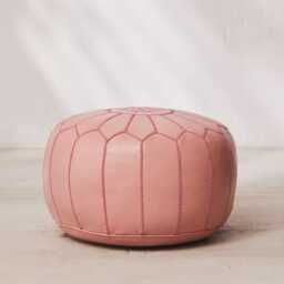 Handmade Moroccan Leather Pouf Ottoman - Footstool & Floor Cushion Decor Multiple Colours - thumbnail 2