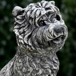 Concrete Westie Dog Sculpture Stone Figurine Outdoor Ornament Front Door Decoration Handmade Yorkie Statue Lover Gift - thumbnail 2