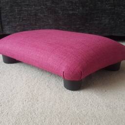 Handmade Small Pink Footstool Linen Look Upholstered Footrest, Ud - thumbnail 2