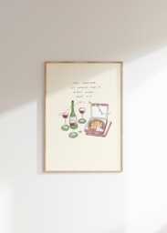 Nothing A Girls Night Won't Fix Wall Print - Girl Whatever Poster Pizza, Wine Lover in I'm Just Aesthetic - thumbnail 1
