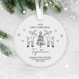 Our First Christmas Together, 1st Personalised Ceramic Decoration, Ornament 2025, Uk, Bauble - thumbnail 1