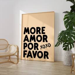 More Amor Por Favor Print - Maximalist Typography Trendy Modern Aesthetic Wall Art Love Poster Bedroom - thumbnail 2