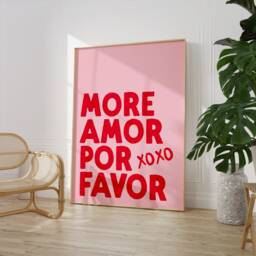 More Amor Por Favor Print - Maximalist Typography Trendy Modern Aesthetic Wall Art Love Poster Bedroom - thumbnail 3