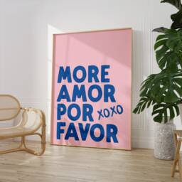 More Amor Por Favor Print - Maximalist Typography Trendy Modern Aesthetic Wall Art Love Poster Bedroom - thumbnail 1
