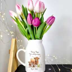 Personalised Highland Cow Ceramic Vase, Mothers Day Gift, Nanny Gifts, Gifts For Her, Grandma Flower Nana Custom - thumbnail 3