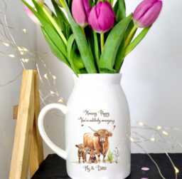 Personalised Highland Cow Ceramic Vase, Mothers Day Gift, Nanny Gifts, Gifts For Her, Grandma Flower Nana Custom - thumbnail 1