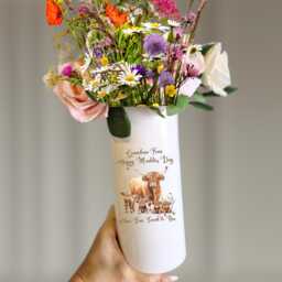 Personalised Highland Cow Ceramic Vase, Mothers Day Gift, Nanny Gifts, Gifts For Her, Grandma Flower Nana Custom - thumbnail 2