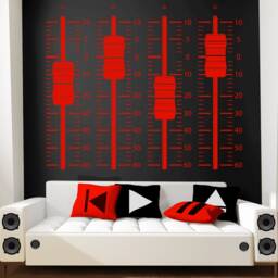 Mixing Console Sliders Wall Decal Yellow - Recording Studio Music Producer Sound Waves Audio Speakers Dance By Marcos Crespo & Blazing Vault - thumbnail 2