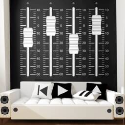 Mixing Console Sliders Wall Decal Yellow - Recording Studio Music Producer Sound Waves Audio Speakers Dance By Marcos Crespo & Blazing Vault - thumbnail 3