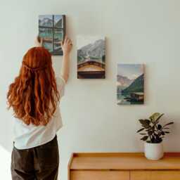 Canvas Wall Art Set Of 3 - Mountain Lake With A Boat & Wooden Houses, Green Large Art, Landscapes Hanging Piece - thumbnail 3