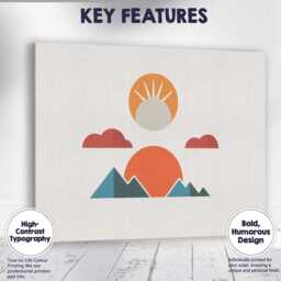 Minimalist Mountain Sunrise Geometric Landscape Canvas Wall Art Print Decor Picture Ready To Hang - thumbnail 1