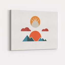 Minimalist Mountain Sunrise Geometric Landscape Canvas Wall Art Print Decor Picture Ready To Hang - thumbnail 4